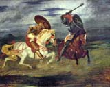 [Two Knights Fighting in a Landscape]
