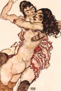[Schiele Prints - Two Girls Embracing]
